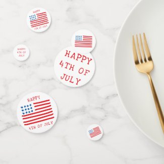 Happy 4th of July | Hand Drawn American Flag Confetti