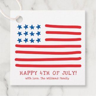 Happy 4th of July | Hand Drawn American Flag Favor Tags