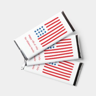 Happy 4th of July | Hand Drawn American Flag Hershey Bar Favors
