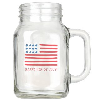 Happy 4th of July | Hand Drawn American Flag Mason Jar