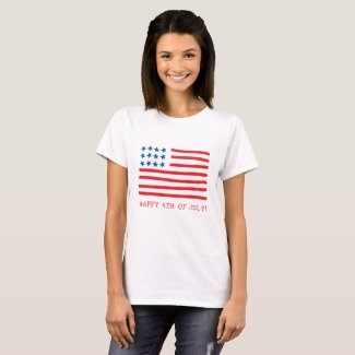 Happy 4th of July | Hand Drawn American Flag T-Shirt