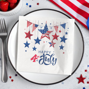Happy 4th of July Hanging Stars ID1103 Paper Dinner Napkins