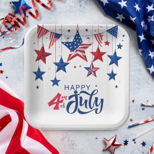 Happy 4th of July Hanging Stars ID1103 Paper Plates