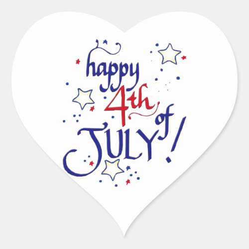 Happy 4th of July Heart Sticker