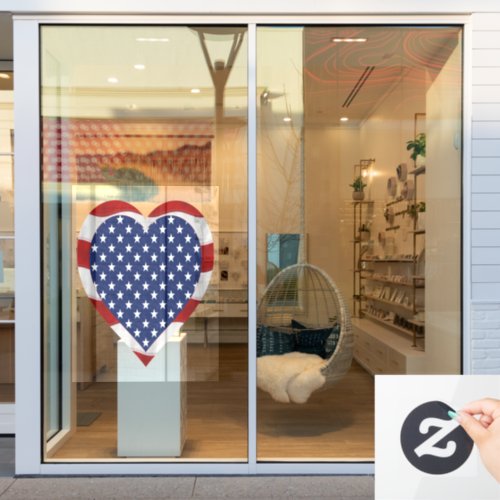 Happy 4th of July Heart with Stars and Stripes Window Cling