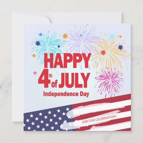 Happy 4th of July Holiday Independence Personalize Invitation
