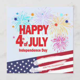 Happy 4th of July Holiday Independence Personalize Invitation