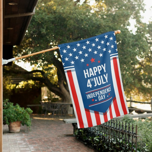 Happy 4th of July  House Flag (In SItu)