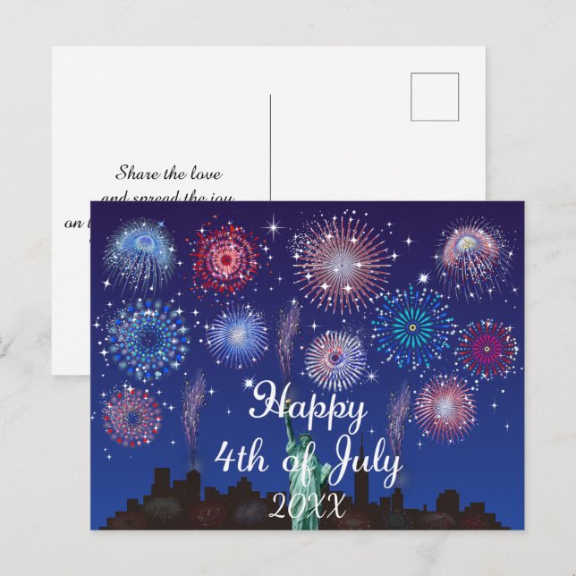 Happy 4th of July in New York Postcard (Front/Back)