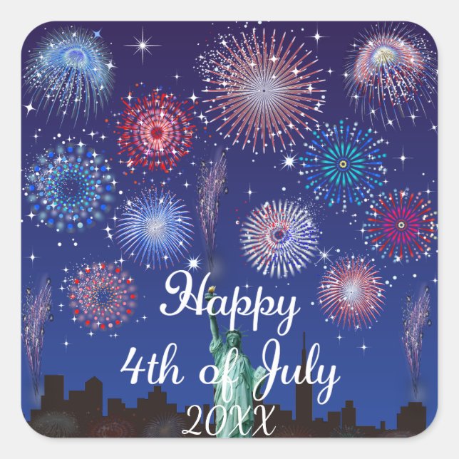 Happy 4th of July in New York Square Sticker (Front)