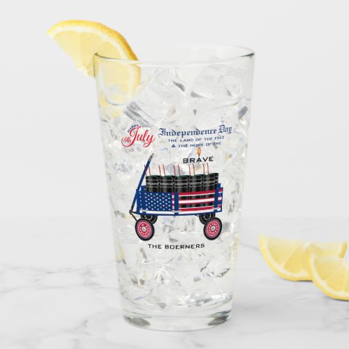 Happy 4th of July Independence Beer Soda Tea Glass