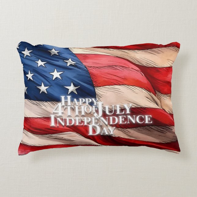 Happy 4th of July - Independence Day Accent Pillow (Front)