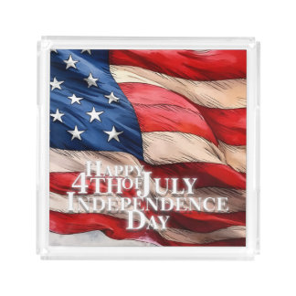 Happy 4th of July - Independence Day Acrylic Tray