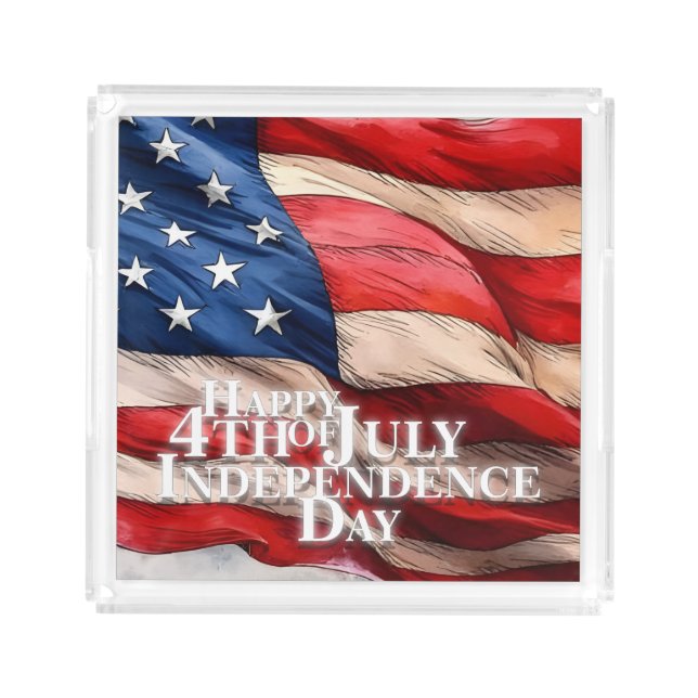 Happy 4th of July - Independence Day Acrylic Tray (Front)