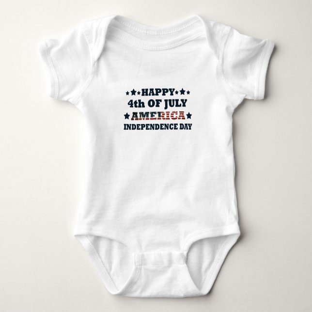 Happy 4th of july independence day America Baby Bodysuit (Front)