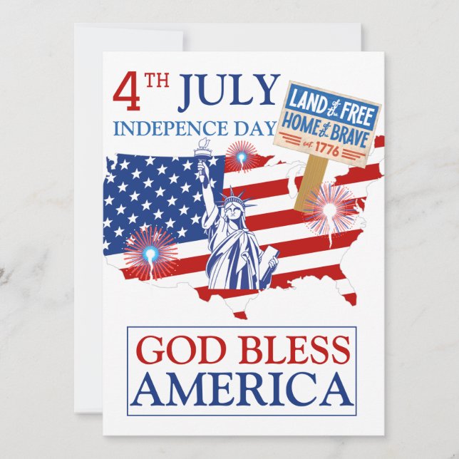 Happy 4th of July Independence Day America Party Holiday Card (Front)