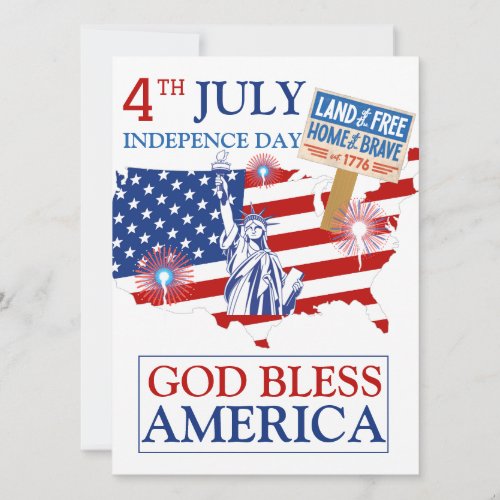 Happy 4th of July Independence Day America Party Holiday Card