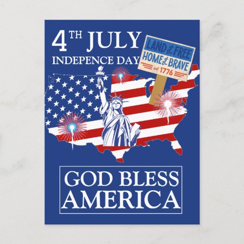 Happy 4th of July Independence Day America Party Holiday Postcard