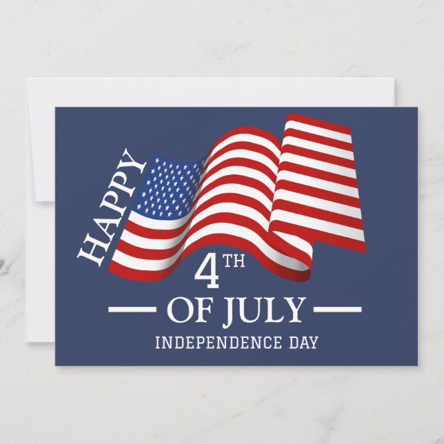 Happy 4th of July Independence Day American Flag Holiday Card (Front)