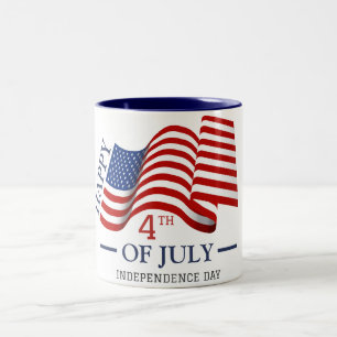 Happy 4th of July Independence Day American Flag Two-Tone Coffee Mug