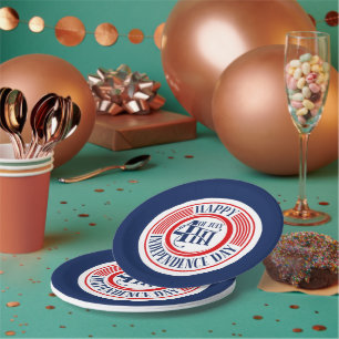 Happy 4th of July Independence Day Badge Design Paper Plates