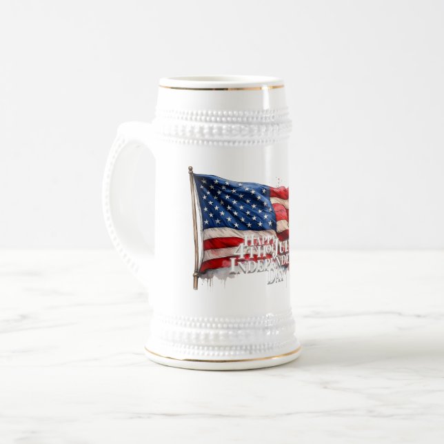 Happy 4th of July - Independence Day Beer Stein (Front Left)
