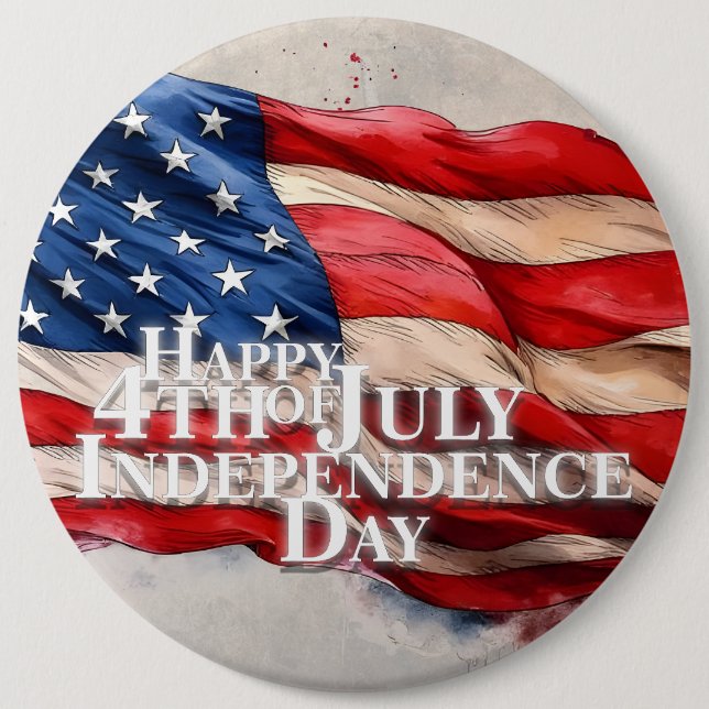 Happy 4th of July - Independence Day Button (Front)