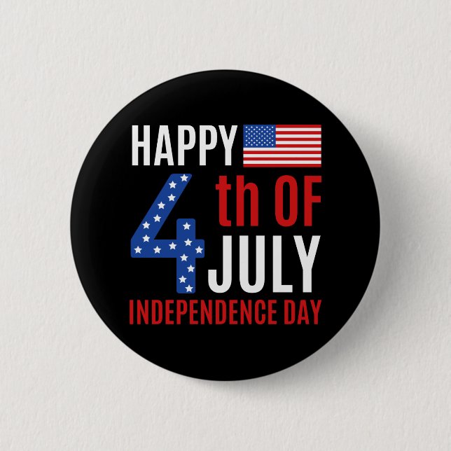 Happy 4th Of July Independence Day Button (Front)