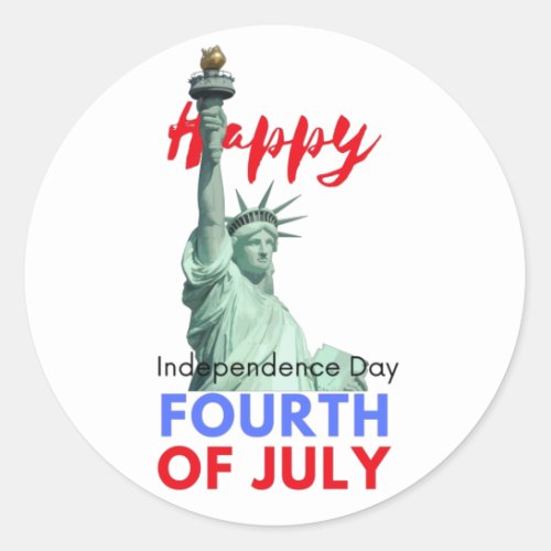 Happy 4th of July Independence Day Classic Round Sticker