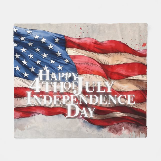 Happy 4th of July - Independence Day Fleece Blanket (Front (Horizontal))