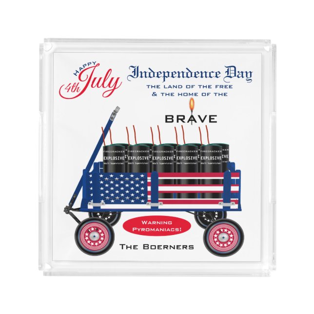 Happy 4th of July Independence Day Funny Gift Acrylic Tray (Front)