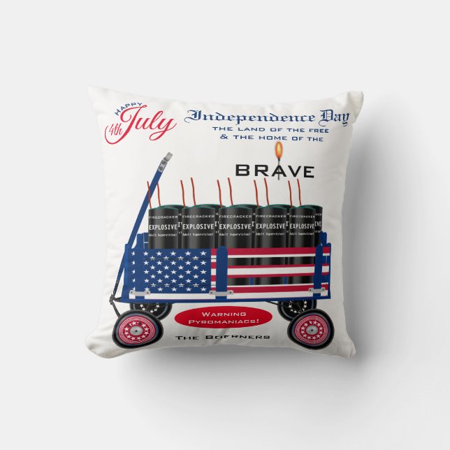 Happy 4th of July Independence Day Funny Gift Throw Pillow (Front)