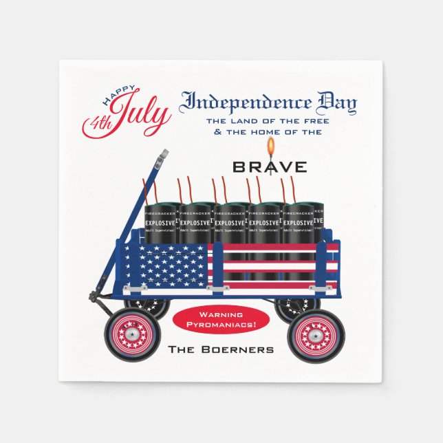 Happy 4th of July Independence Day Funny Party Napkins (Front)
