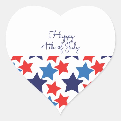 Happy 4th of July Independence day  Heart Sticker