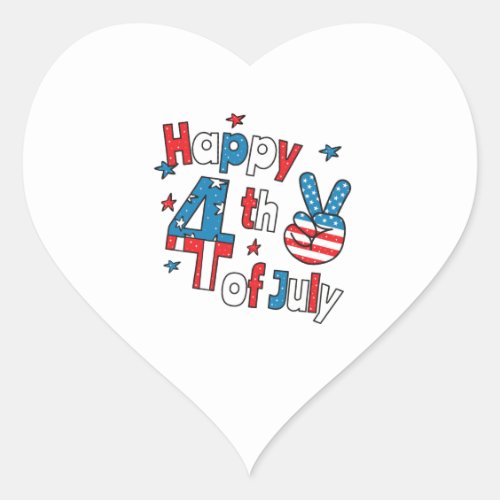 Happy 4th of July Independence Day Heart Sticker