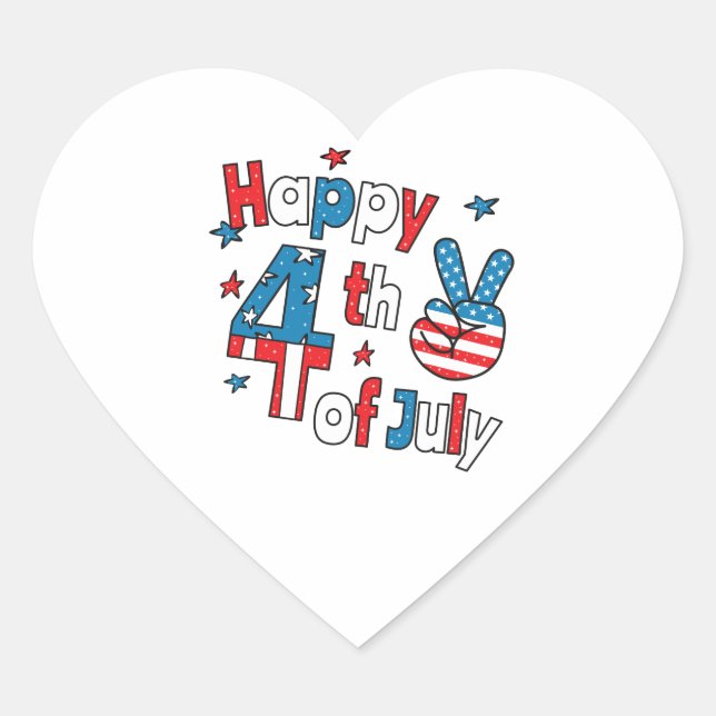 Happy 4th of July Independence Day Heart Sticker (Front)