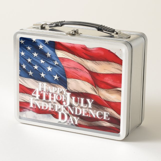 Happy 4th of July - Independence Day Metal Lunch Box (Front)