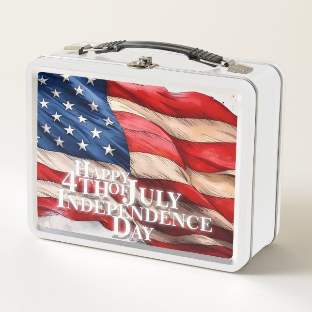 Happy 4th of July - Independence Day Metal Lunch Box (Front)
