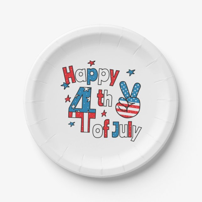 Happy 4th of July Independence Day Paper Plates (Front)