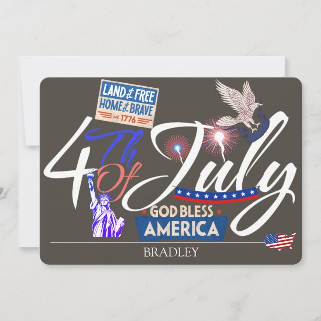 Happy 4th of July Independence Day party  Card (Front)