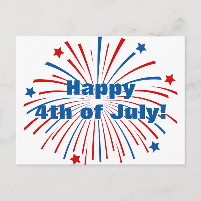 Happy 4th of July Independence Day party postcards (Front)