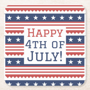 Happy 4th of July Independence Day party  Square Paper Coaster