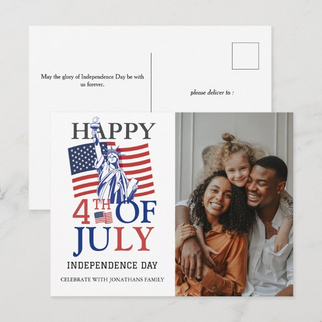 Happy 4th of July Independence Day Photo Holiday Postcard (Front/Back)