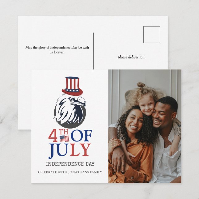 Happy 4th of July Independence Day Photo Holiday Postcard (Front/Back)
