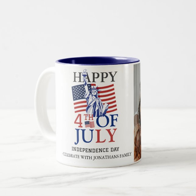 Happy 4th of July Independence Day Photo Two-Tone Coffee Mug (Front Left)