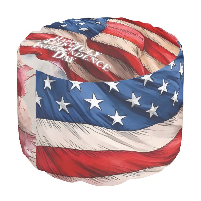 Happy 4th of July - Independence Day Pouf (Angled Back)
