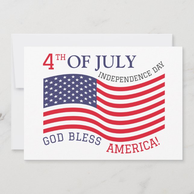 Happy 4th of July Independence Day Red White Blue Holiday Card (Front)