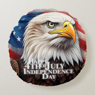 Happy 4th of July - Independence Day Round Pillow