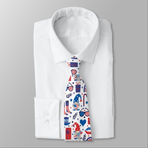 Happy 4th of July Independence Day Symbols Pattern Neck Tie