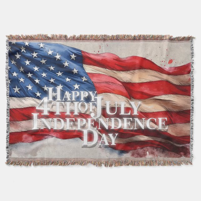 Happy 4th of July - Independence Day Throw Blanket (Front)